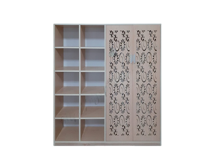 Tủ 2 cánh điêu khắc CNC + kệ - Ecoplast